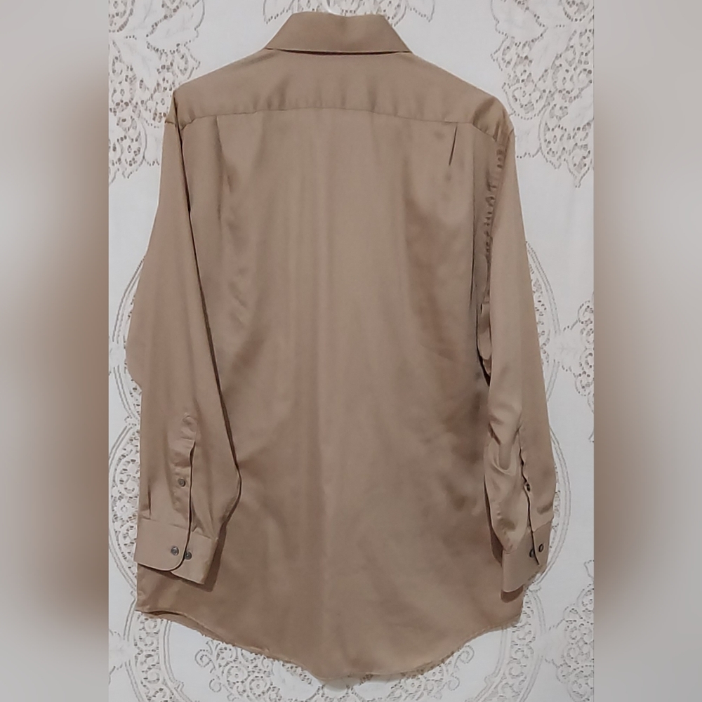 George Satein tan long sleeve dress shirt size Large inv 371 - Picture 4 of 4